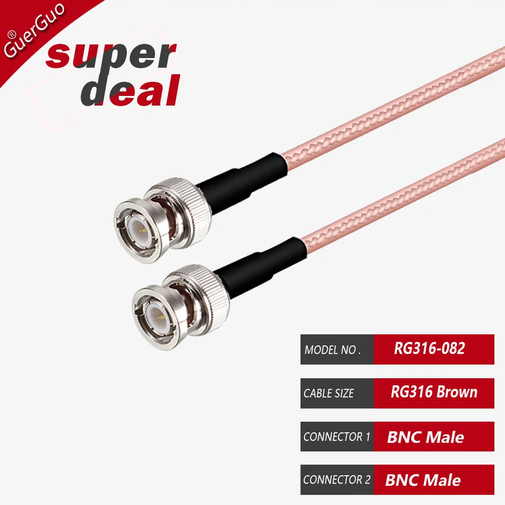 BNC Male to BNC Male BNC Female Adapter RF Coaxial RG316 Cable 50 Ohm for Video Camera System BNC Coax Extension Pigtail Cord