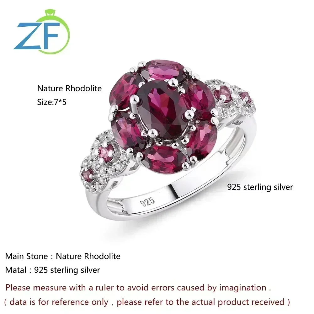 GZ ZONGFA Natural Gemstone 3 Carats Purple Rhodolite Garnet Halo Rings 925 Sterling Silver Slide Fine Jewelry Eternity for Women
