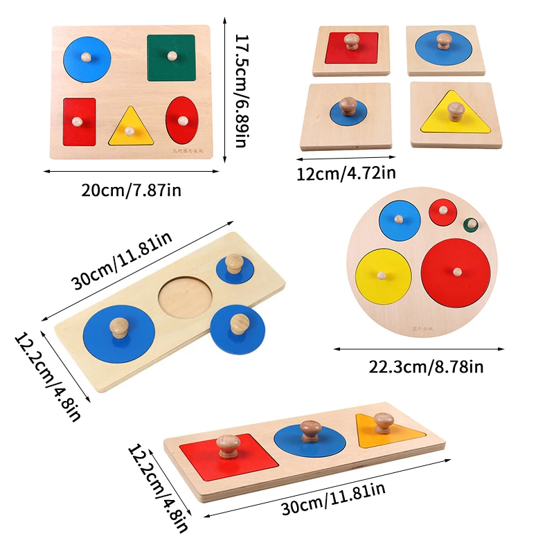 Montessori Puzzle Spielzeug Holz Geometrische Formen Sortieren Mathematik Bunte Vorschule Lernen Lernspiel Baby Kleinkind Spielzeug
