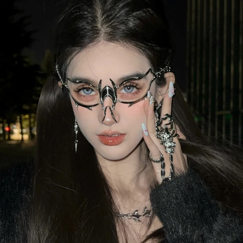 

Metal mask female niche senior nose accessories mechanical wind halloween cos mask face chain