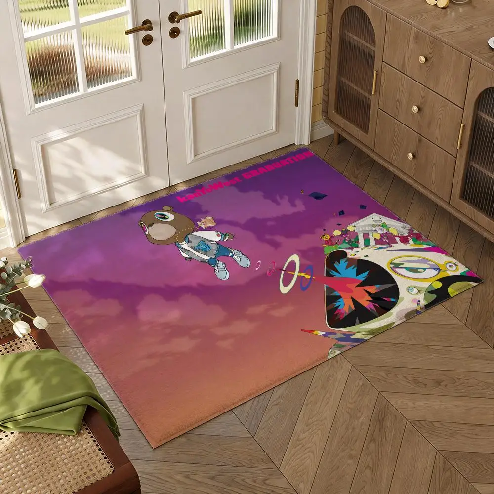 Rapper K-Kanye W-West Floor Mat Soft Thickened Flannel Door Mat Non-Slip Living Room Rug Home Decor