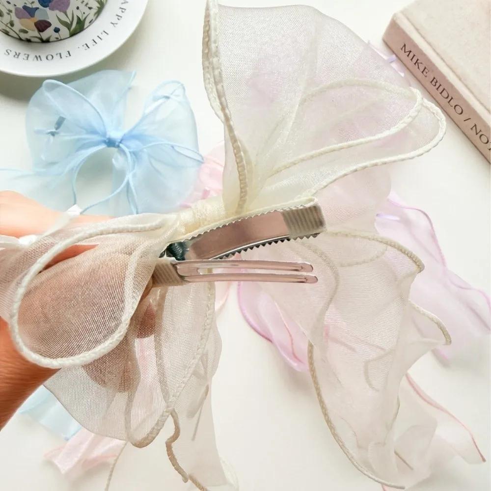 1 Pair Sweet French Headwear Long Tail Hair Clip Lightweight Hair Accessories Ribbon Hairpins French Style Bow Hair Clip Wedding