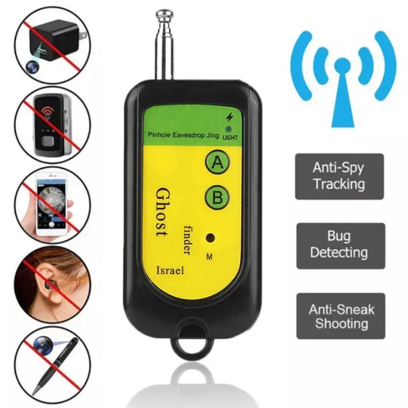 RF Wireless Signal Detector Tracker Portable Camera Finder Full Frequency Alarm Device Anti-Spy Radio Wave Detector Bug Finder