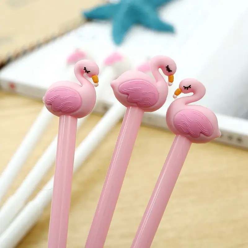 6PCS Cartoon Flamingo Pen Gifts Flamingo Birthday Party Decor Kids Favor Summer Tropical Hawaiian Party Decor Aloha Party Supply