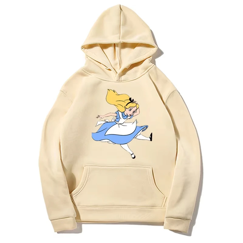 Disney-Sweat à capuche Alice au pays des merveilles pour femme, pull à col rond, haut PVD, streetwear Harajuku adt, automne, pri