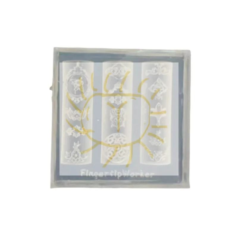 

1pc Retro Picture Frame Flowered Window Chinese Knot Nail Art Molds Royal Court Flower Pot Diy Design Silicone Art Nails Mold