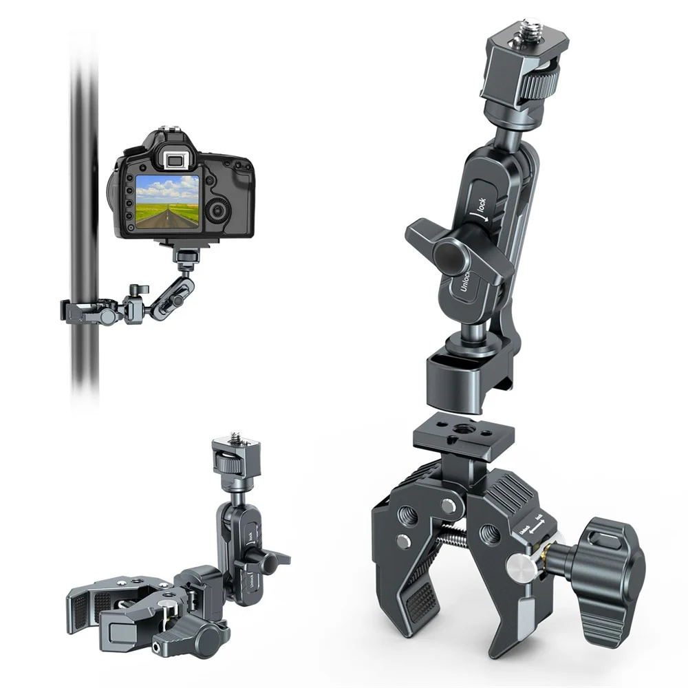 Multi-Functional Crab-Shaped Super Clamp With ARRI Hole NA-TO Interface Powerful Magic Arm Clamps for Panoramic Camera Umbrella