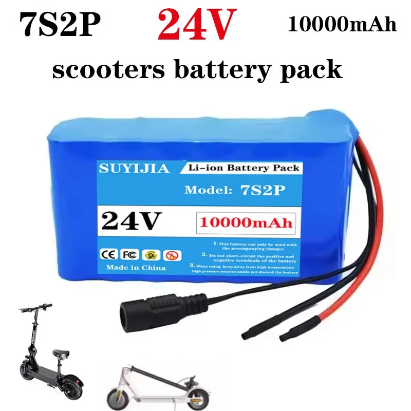 

24V 10Ah 7S2P 18650 Li-ion rechargeable battery, 29.4V 10000mAh, suitable for electric motorcycles and scooters with BMS