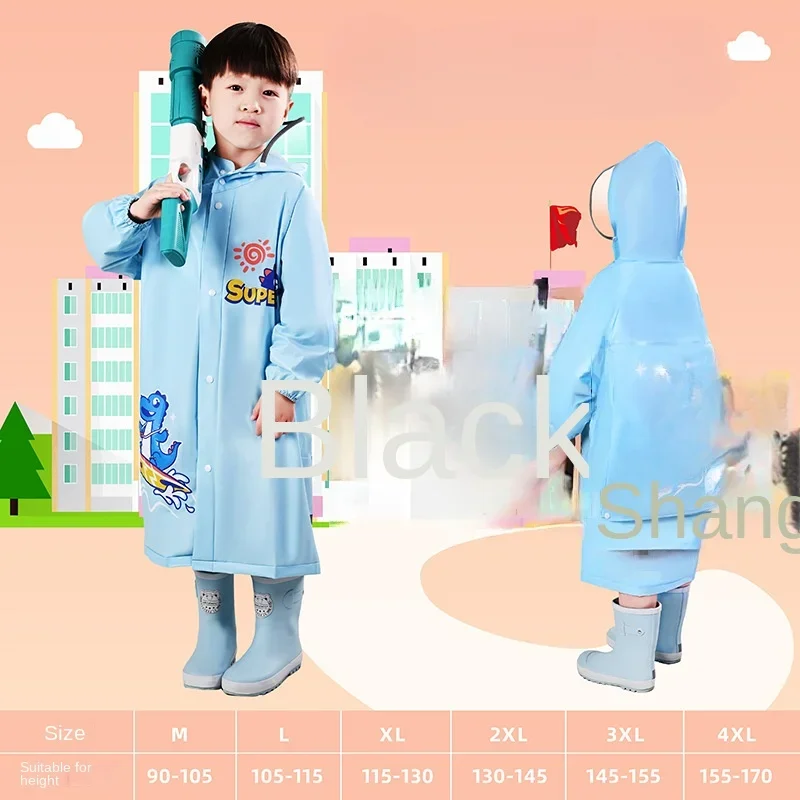 Cartoon Outdoor Hiking Raincoat Children with Schoolbag Poncho Children\'s Raincoat Thickened EVA Primary School Boys and Girls