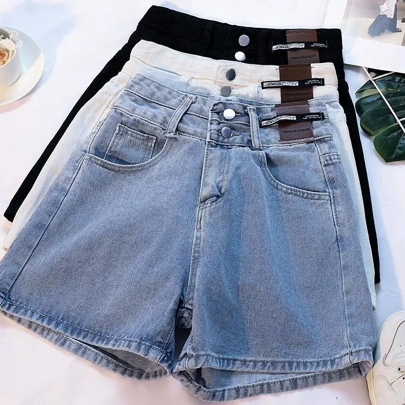 

High Waist Straight Leg Jeans Women's Autumn Winter New plus Size Slimming Wide Leg A-Line Hot Pants Trendy Five-Quarter Pants