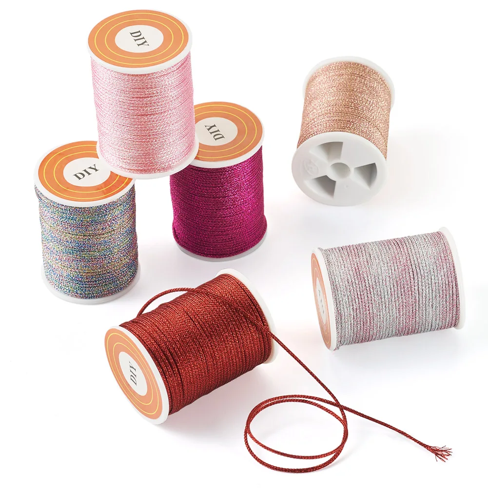 

6 Rolls 1mm Metallic Polyester Cord Braided Jewelry Threads Rope for Jewelry Making DIY Bracelet Making String Beading Thread