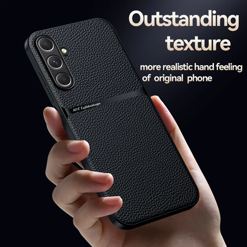 For Samsung Galaxy A25 A 25 5G Case Leather Texture Car Magnetic Holder Phone Cases For Samsung A25 25A a25 5G Soft Back Cover