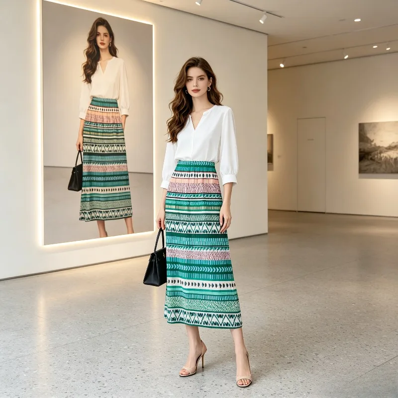 

Плиссированная юбка Miyake для женщин, весна-лето 2026, новая модная повседневная плиссированная юбка с принтом, с высокой талией, удобная, средней длины