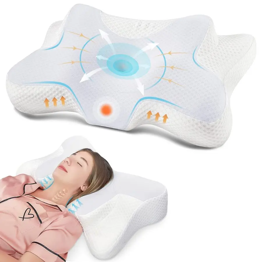 

Ортопедическая эргономичная подушка для шеи с эффектом памяти для снятия боли, без запаха, с охлаждающей наволочкой для комфортного сна