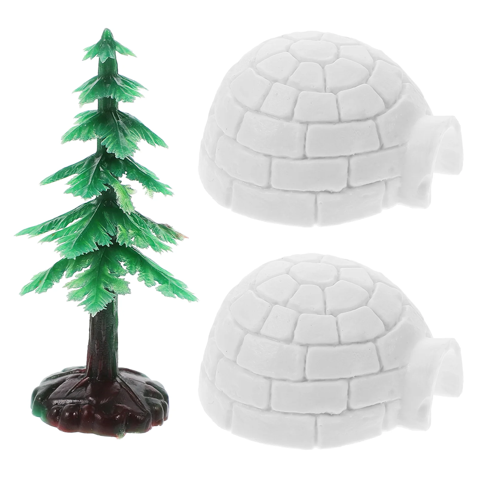 Static Ornaments Ice House Photo Artificial Xmas Trees Desktop Decorations Christmas Table Fake Snow Mini Pine Hideout