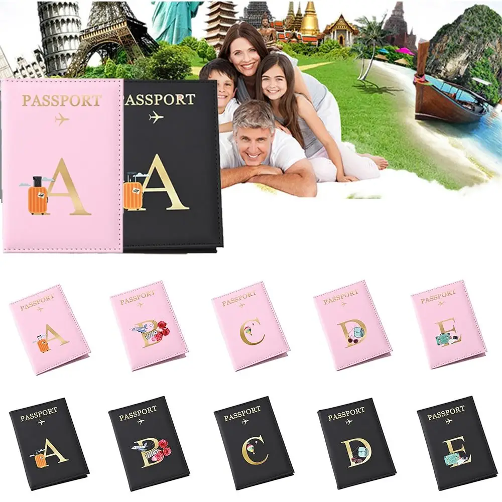 PU Leather Letter Travel Passport Cover Fashion 2024 New Women Passport Holder Case for Men Travel Credit Card Protector Cover