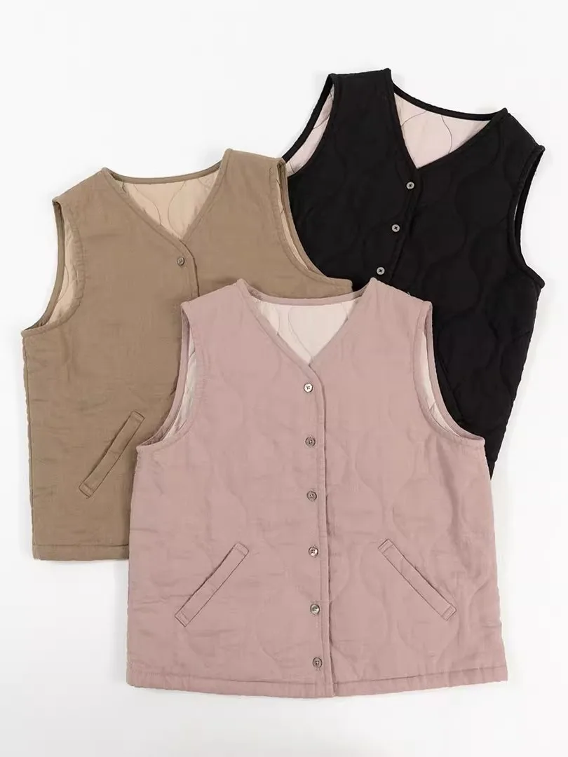 

Женский утепленный жилет из хлопка и льна, домашняя одежда в стиле ретро, зимняя верхняя одежда, укороченный топ с подплечниками