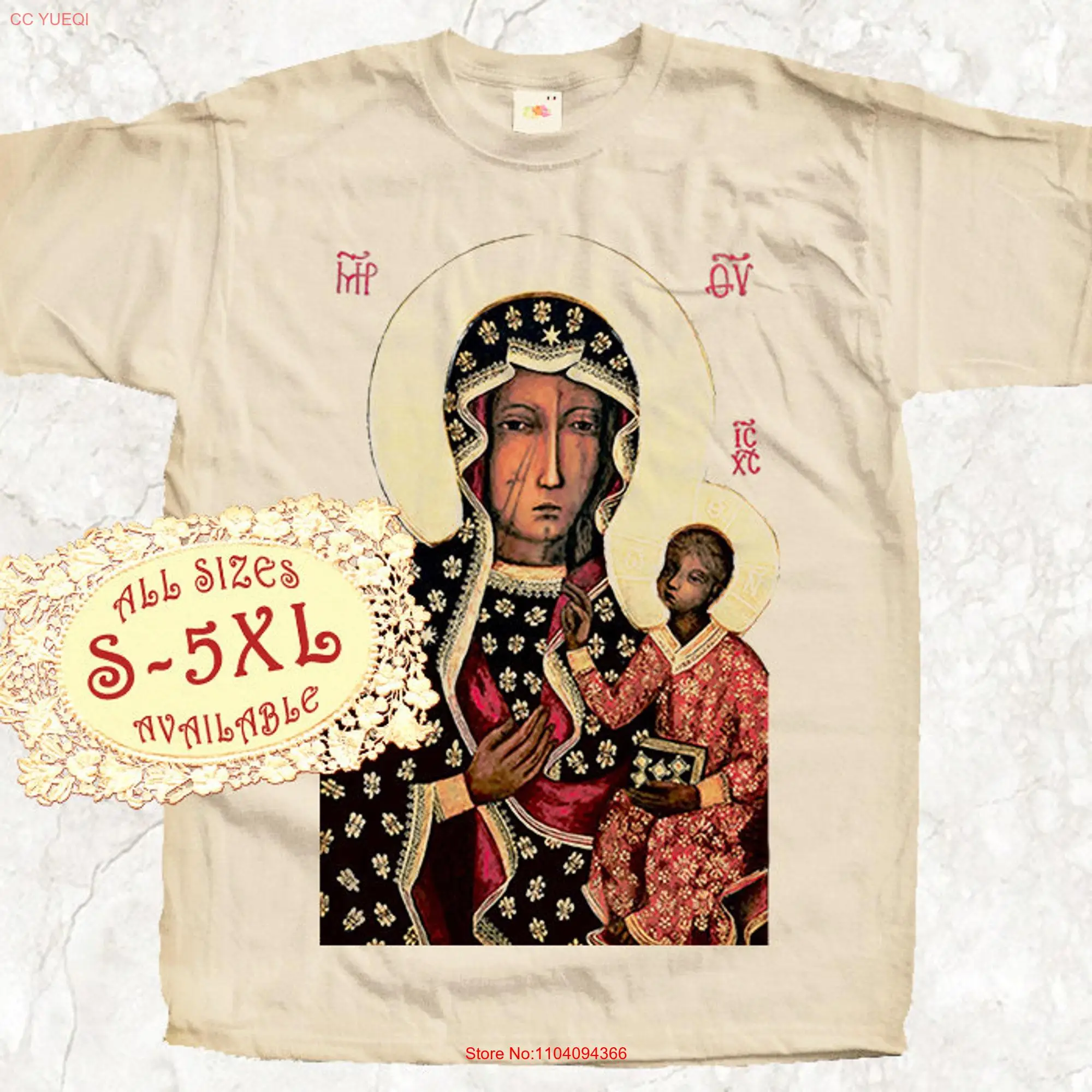 Black Madonna of Częstochowa V1 Catolic T SHIRT All sizes S 5XL Religious Christian Catholic TEE Natural