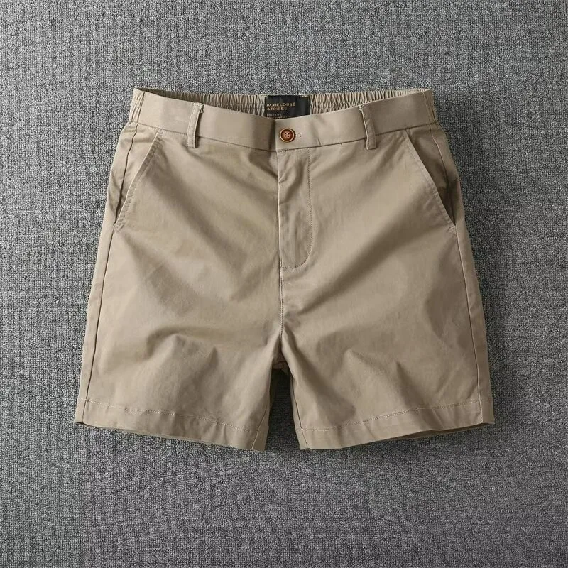 KIDWHXR Herren-Shorts, Sommer, schlicht, einfarbig, hohe Taille, gerade geschnittene Shorts, elastische Taille, lockere Sport-Freizeit-Shorts für Herren – Detail 8