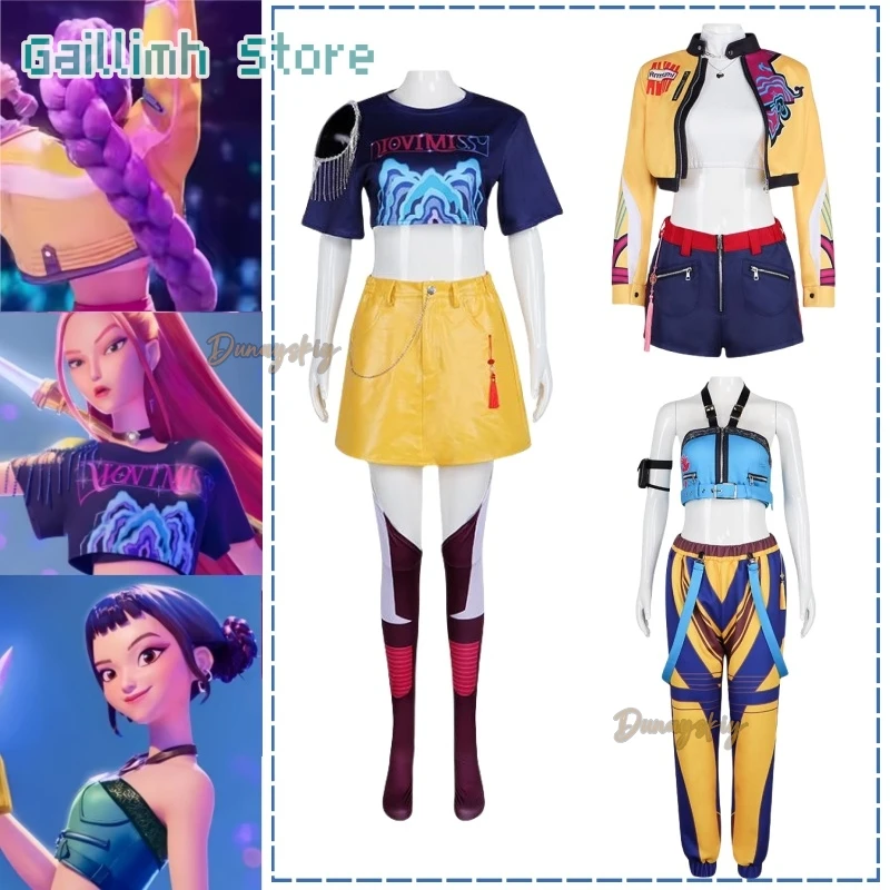 

Lumi Mira Zoe Cosplay Cos Hunters Superstar Costume Anime KPop Demon Full Set Girl Group Suit Women Halloween Party Roleplay