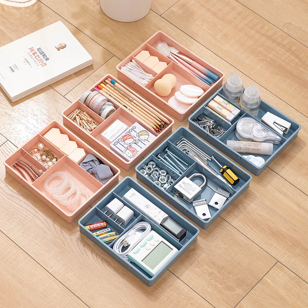 

Office Under Desk Drawer Organizer for Stationery Separation Box Desktop Sundries Storage Case Kitchen Collection Tray Blue Pink