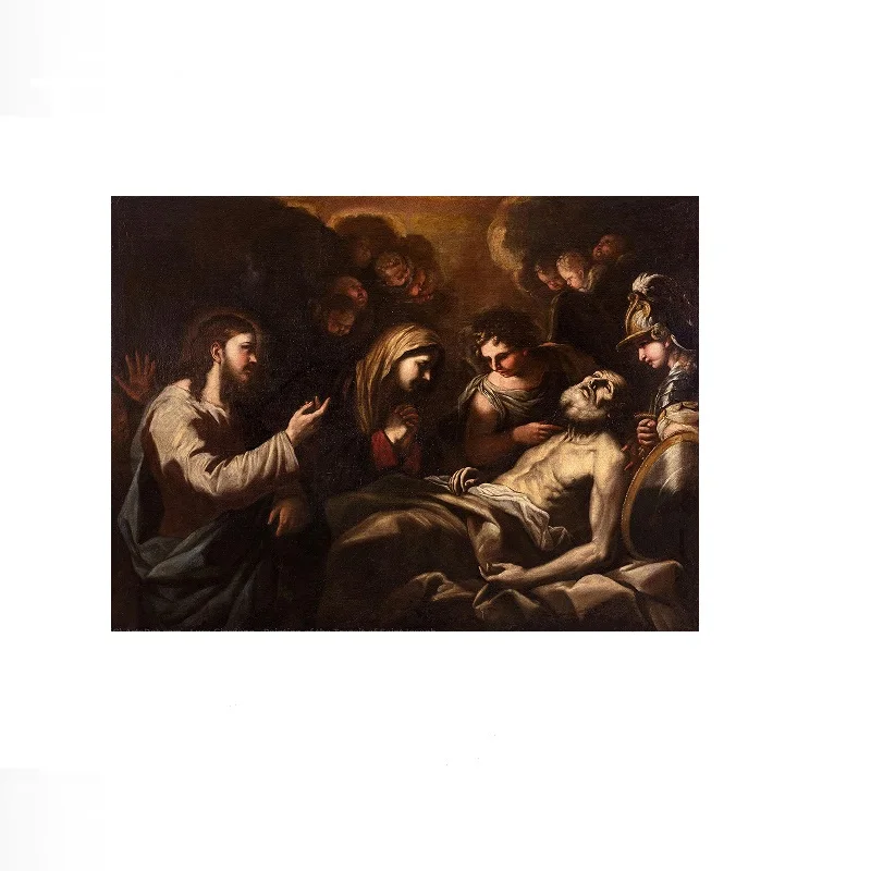Luca Giordano Painting of the Transit of Saint Joseph, Art Picture Print Silk Poster, Home Wall Decor