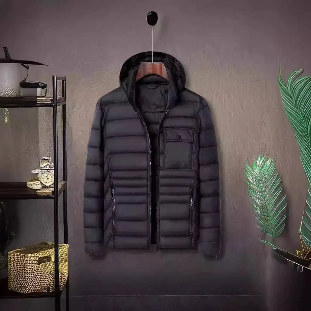 جايت قطني عالي الجودة للرجال للخريف والشتاء بسيط وسحاب طويل وحاشية مستقيمة وياقة كاجوال قابلة للفصل