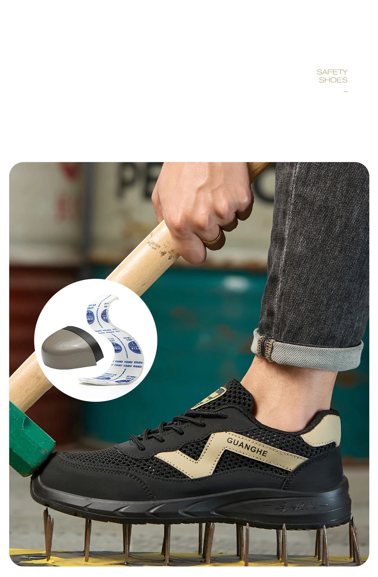 Summer Heavy-Duty Mesh Steel-Toe, Impact-Resistant, Puncture-Resistant, Solid-Sole, Wear-Resistant Safety Work Boots