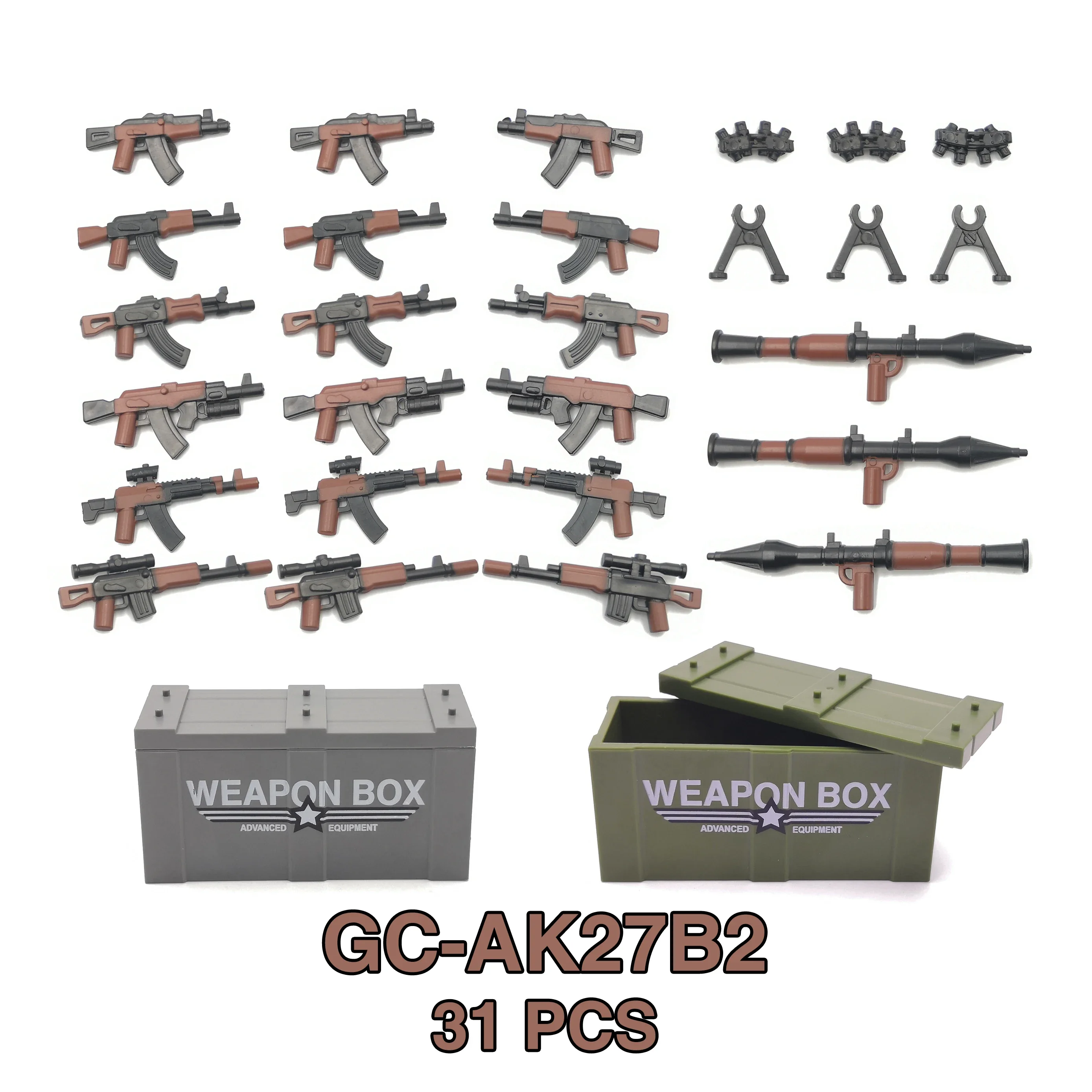 DIY อาวุธทหาร AK Assault ปืนไรเฟิล Camouflage ปืนอุปกรณ์เสริมสงครามทหาร WW2 ชุดบล็อก Playmobil เด็กของเล่นเด็ก