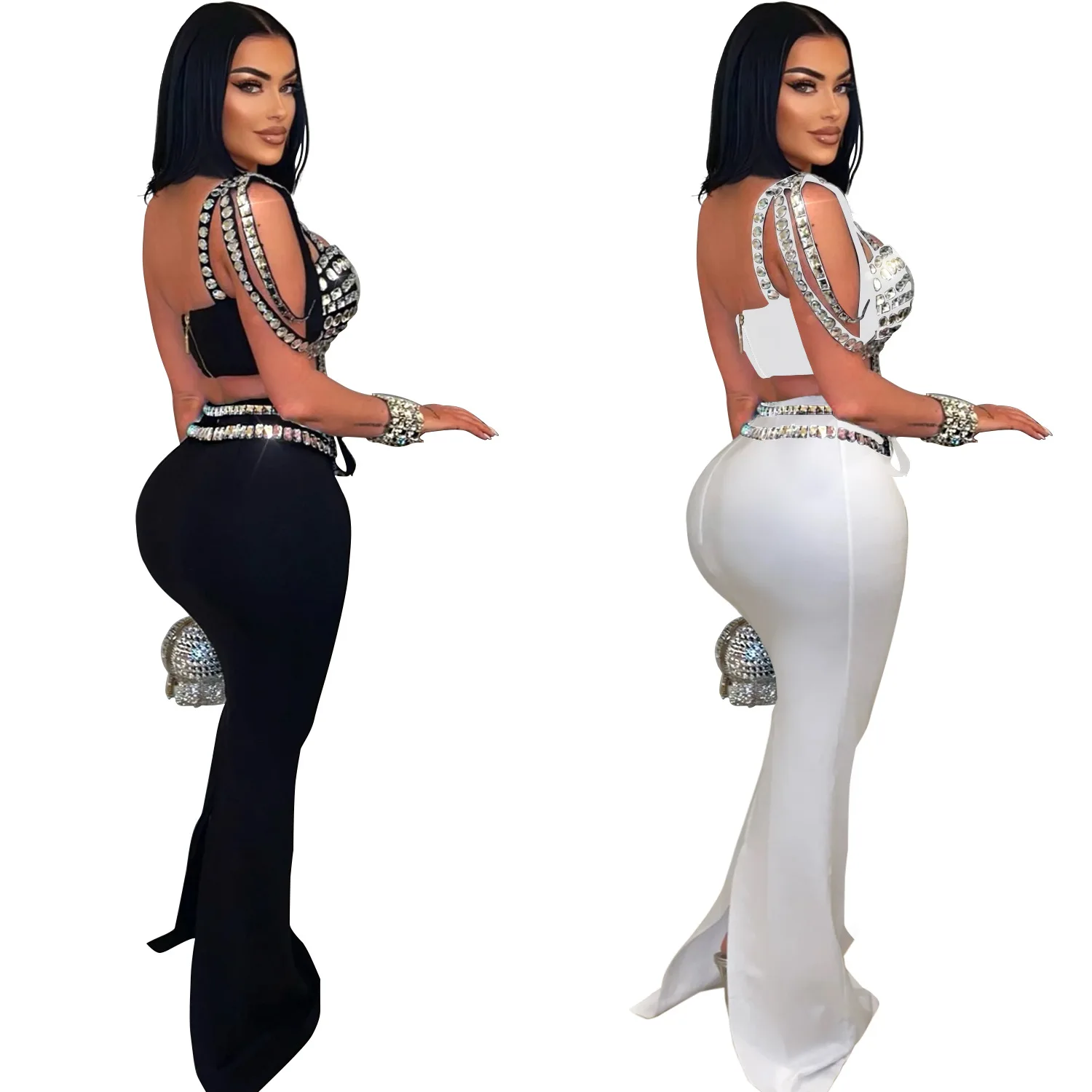 Roupa elegante de dança do ventre adulta feminina personalizada com suspensório sexy meia saia de diamante brilhante