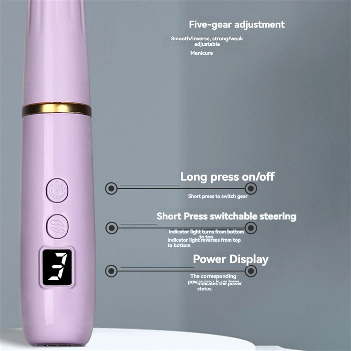 FZFZ Portable Electric Nail File, Cordless Nail Drill with Light for Acrylic, Gel Nails, Personal Polish Manicure Green