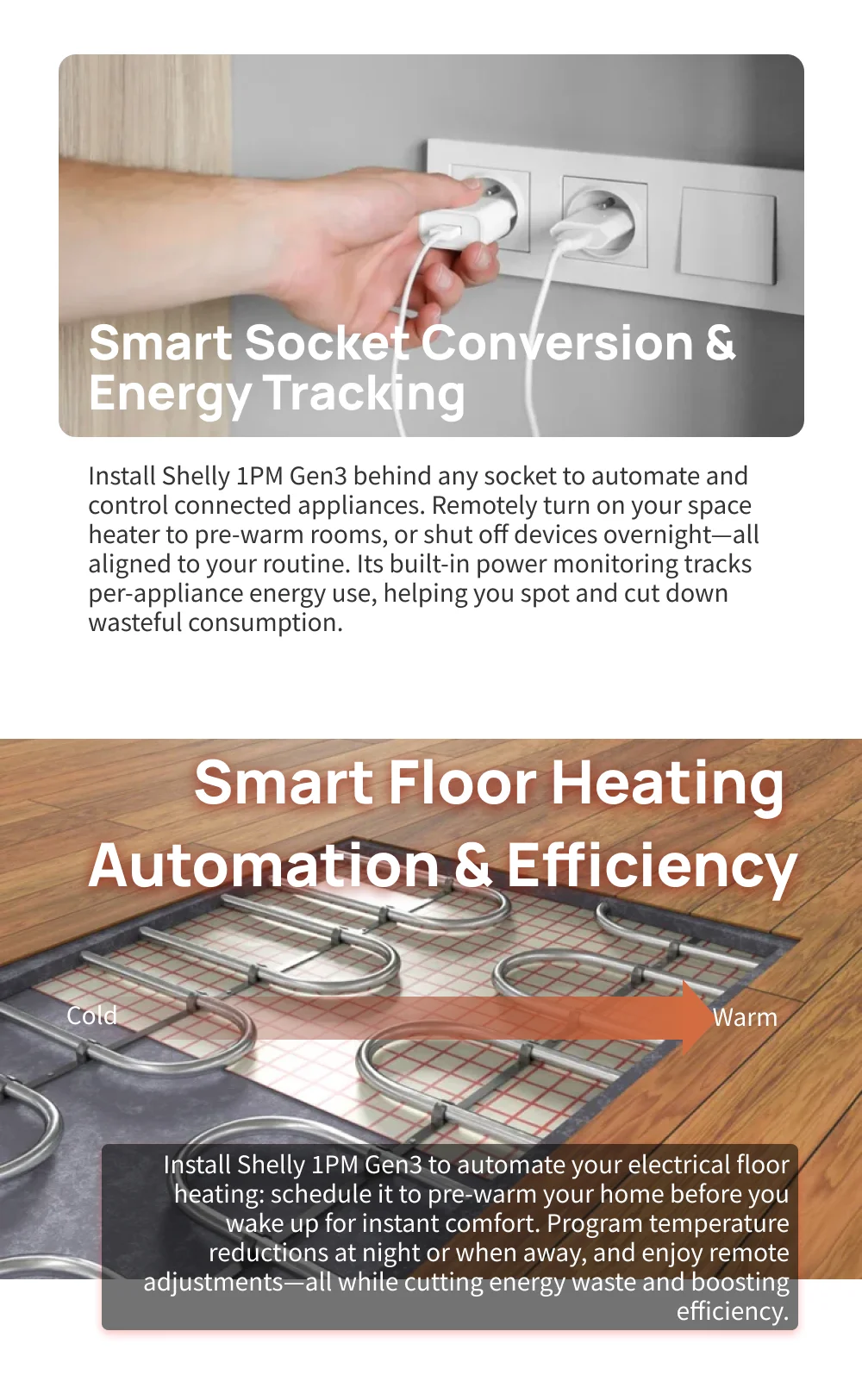 Shelly 1PM Gen3 Matter Smart Switch 16A with Power Metering Free Cloud Data Energy Optimization Analysis for Home Automation