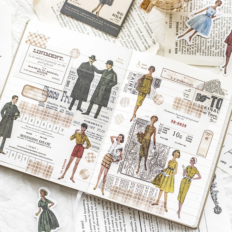 Yoofun 40pcs/lot Vintage Fashion Week Model Stickers Diary Decorative Mobile Stickers Scrapbooking DIY Craft Sticker