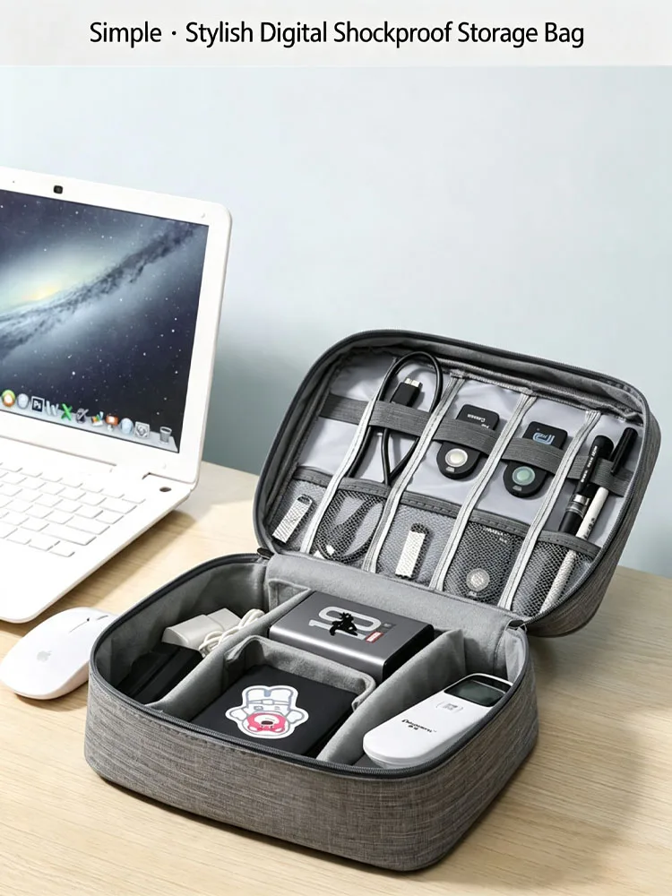 Portable 3 Layers Digital Storage Bag Travel Data Cable Organizer Case For Power Bank Earphone Charger Electronic Accessories Ca