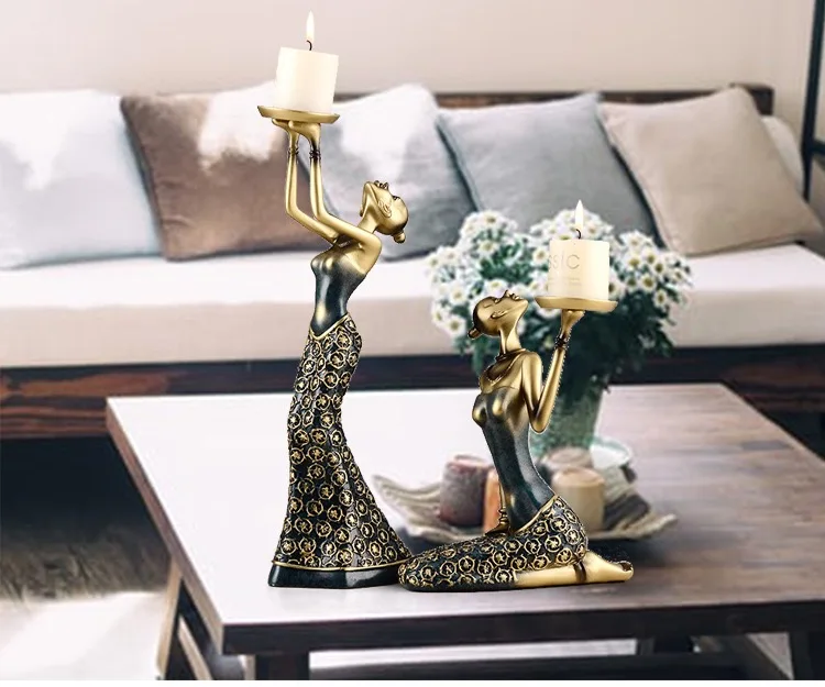 European-Style Retro Beauty Candlestick Ornaments, American-Style Home Creative Wine Cabinet Decoration, Wedding Photography Candle Props