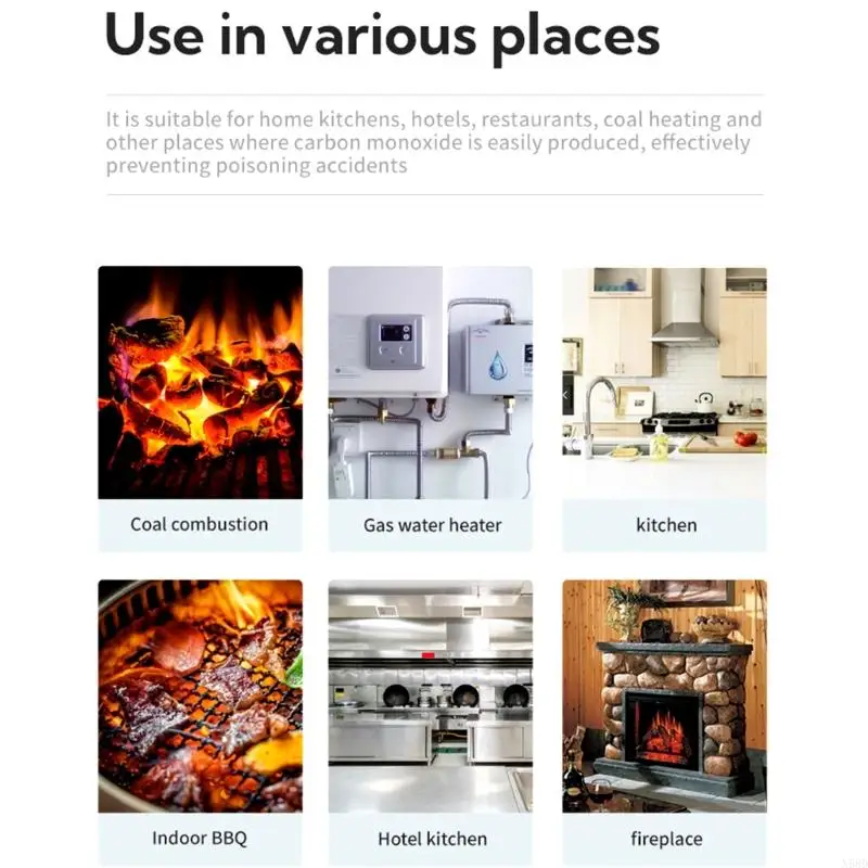 Detector fuga gas CO con alarma humo Operación simple Probador monóxido carbono N58D