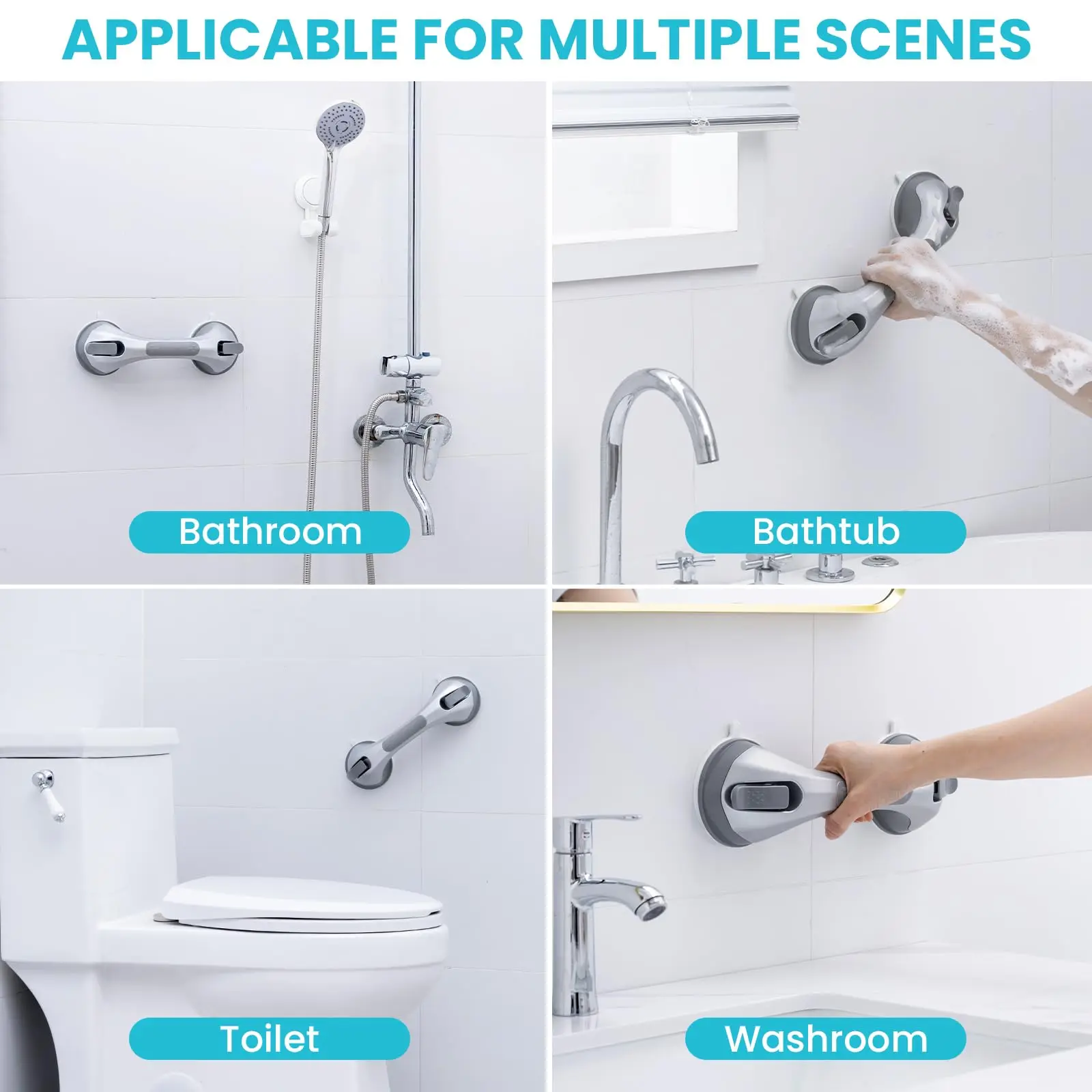 TAILI 1/2pcs Safety Helping Handle Shower Handle Suction Grab Handles Safety Shower Grab Bars for Seniors, Elderly, Hand Rails