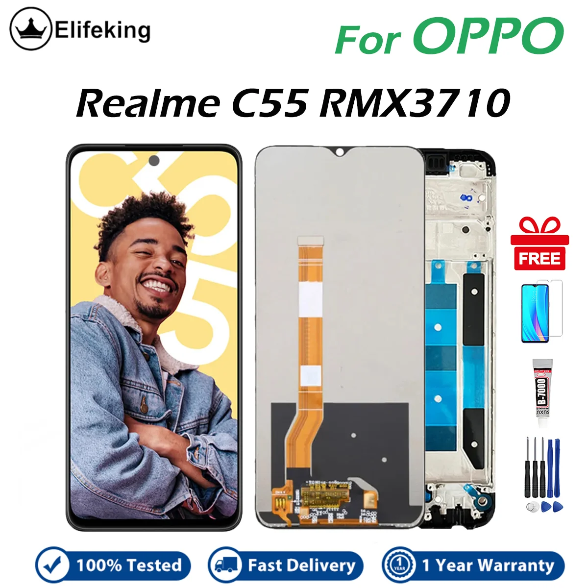 

For OPPO Realme C55 LCD Display Touch Screen RMX3710 Digitizer Assembly Replacement High Quality Tested No Dead Pixels Panel