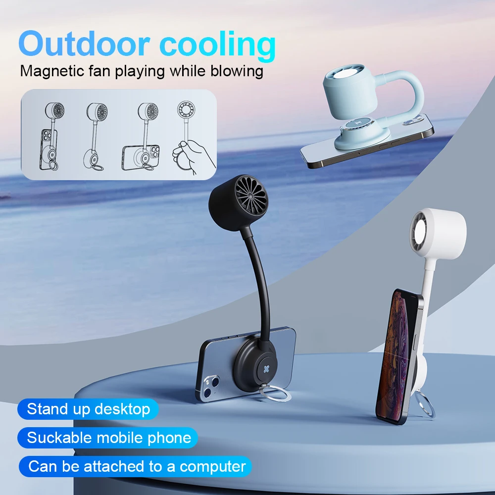 Handheld Small Fan with Magnetic Phone Holder Multifunctional Night Light Rechargeable Fan with Long Battery Life for Summer