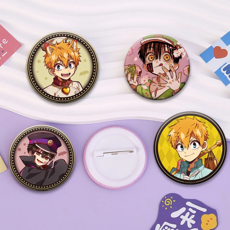 Cute Round Snap-in Brooches Yugi Amane Hanako Minamoto Kou Yashiro Nene Badge Backpack Accessories Jewelry Gift Lapel Pins