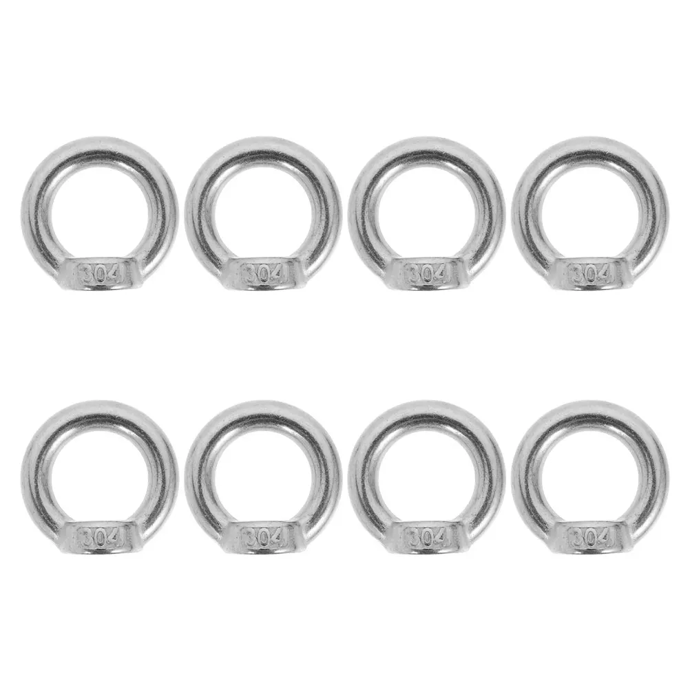 

8pcs Stainless Steel Eye Nut Lifting Fastener Heavy Duty Ring Connector Marine Threaded Nut 304 Grade Durable Hardware