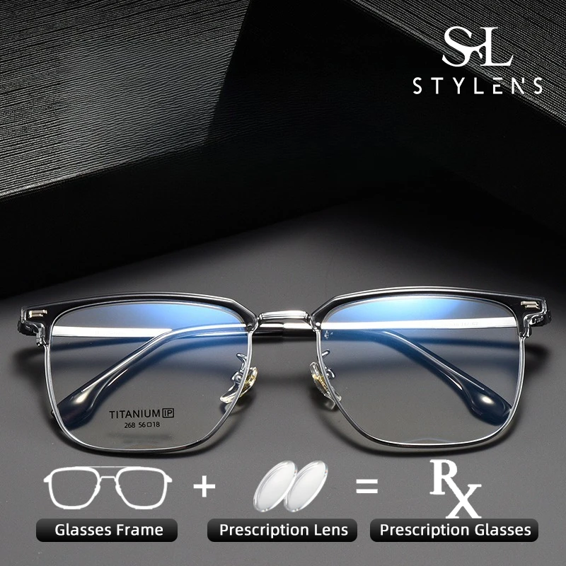 

STYLENS Business Ultralight Design Eyebrow Frame Photochromic Glasses Men's Square Anti Blue Ray Prescription Customization 268