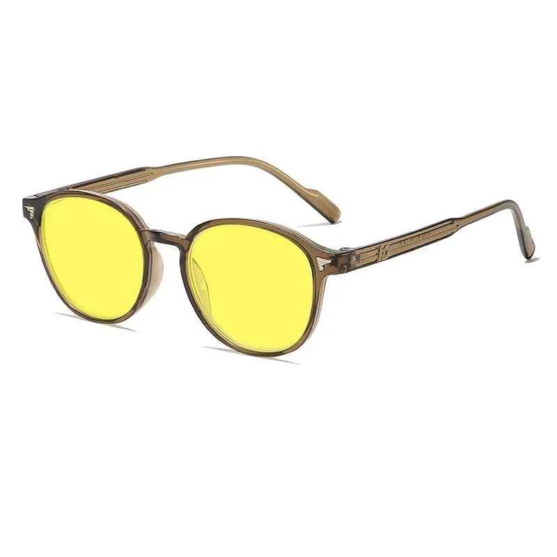 Retro Diamond-Studded Night Vision Anti-Blue Light Glasses Unisex Computer Gaming Yellow Protective Eyewear for Men and Women