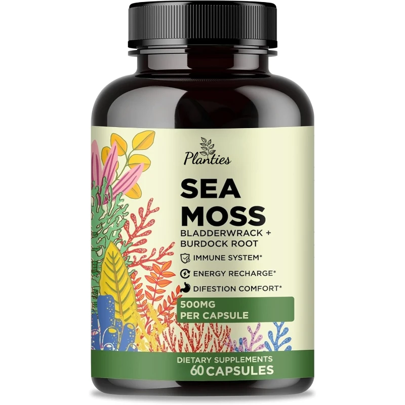 High Quality 15 in 1 Seaweed Complex Vitamin Containing Black Seed Oil, Turmeric, Elderberry, Manuka Honey, and ACV-60 Capsules