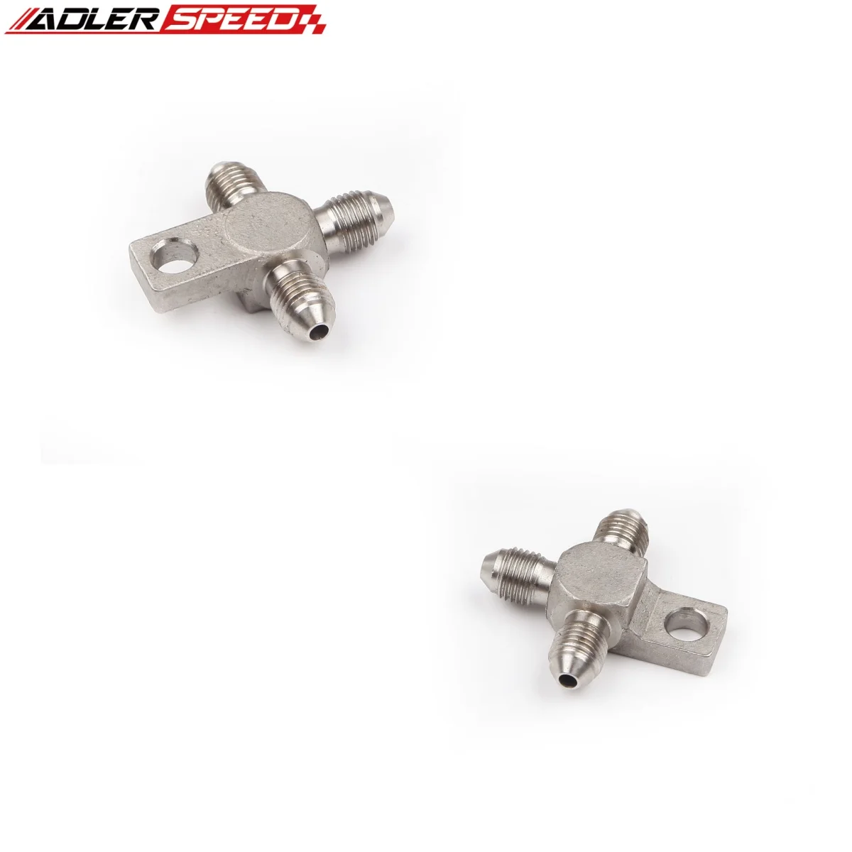 

2PCS 3 way 3an an3 an-3 1/4-20unf thread Tee Block 304 Stainless steel with Mount Tab ptfe brake hose end fitting
