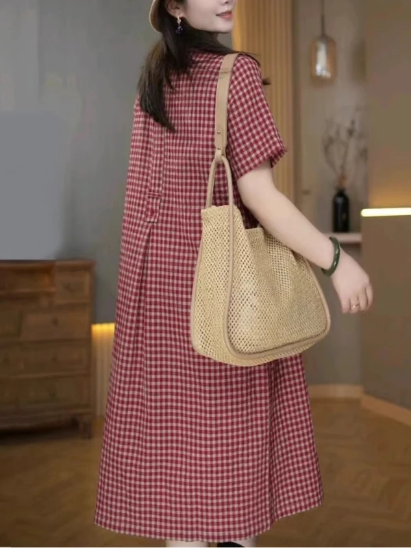 

Лето 202, женская повседневная клетчатая юбка размера плюс Dr из чистого хлопка с высокой талией, корейская юбка трапециевидной формы для поездок на работу и ветер Dr