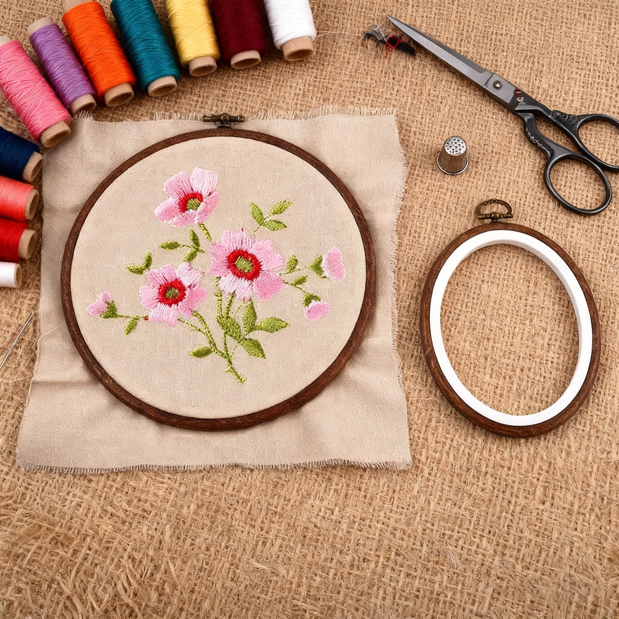 Strumento per cucire Cerchi da ricamo in legno imitazione ovale rotondo Set di cornici Anelli a cerchio da ricamo in plastica per punto croce fai da te