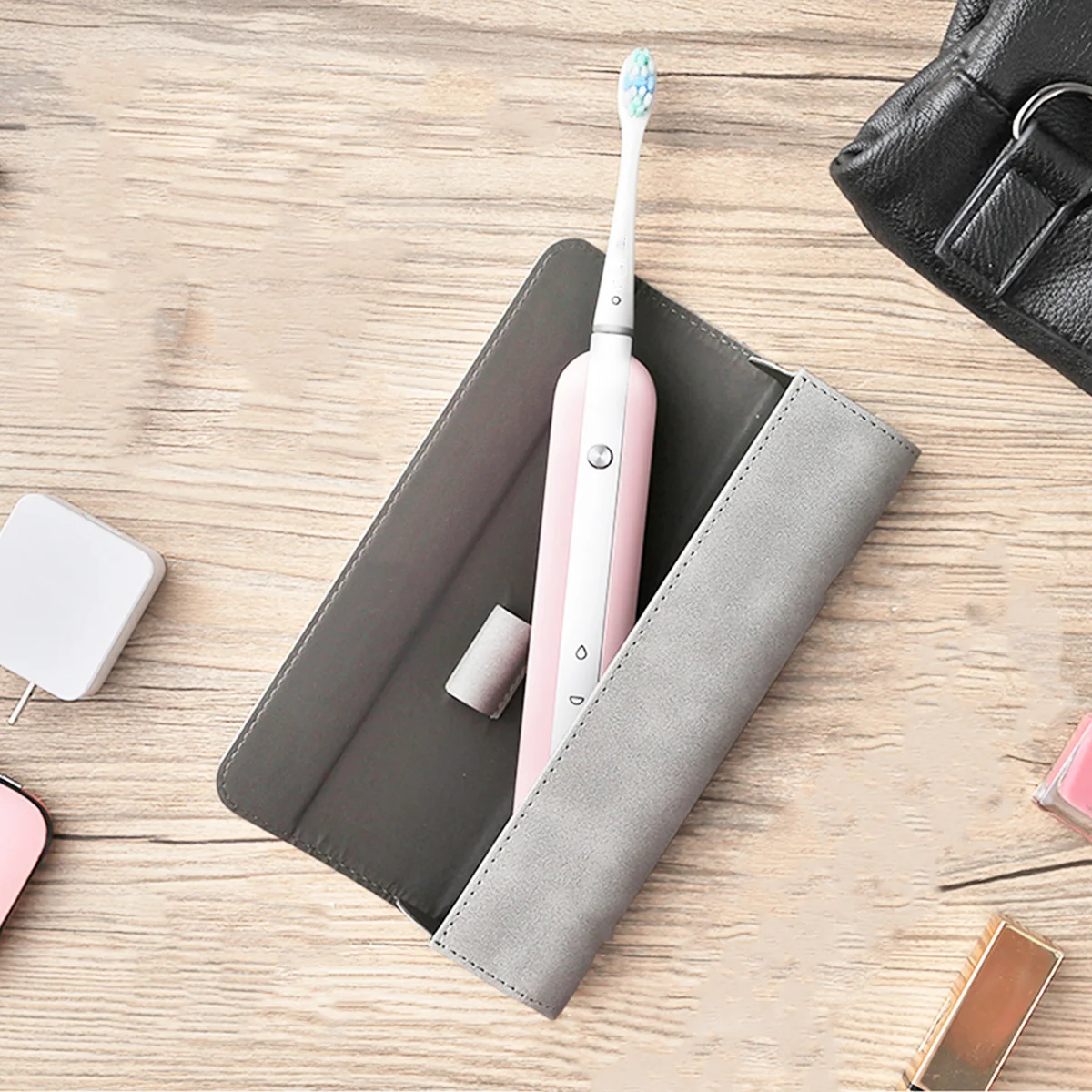 

Держатель для электрической зубной щетки, серый компактный дорожный чехол для зубной щетки, ящик для хранения для кемпинга, использования на открытом воздухе