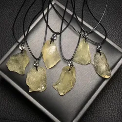 1 Pc Fengbaowu Natural Raw Rough Libyan Gold Tektite Meteorite Pendant Reiki Healing Stone Fashion Jewelry Gift For Men Women