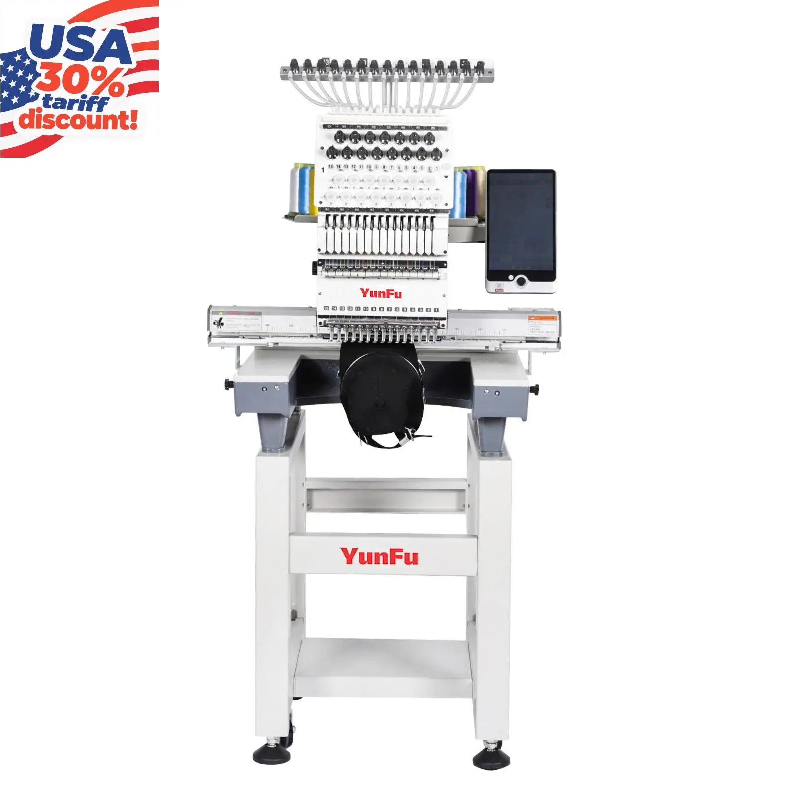 One-Head Computerized Embroidery Machine For Clothing 12-15 Needles For Caps Flat Shoes Bags Logo Embroidery Automatic